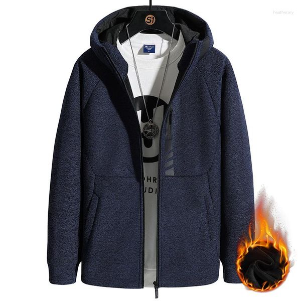 Erkek Hoodies 2023 İlkbahar Kış Kışlı Polar Sıcak Hoodie Spor Giyim Zip Up Kapüşonlu Sweatshirts Plus Boy Boy Windinger Termal Katlar