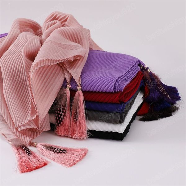 Роскошные хлопковые вискози -шарф -шарфки с пера с кисточками и обертывания
