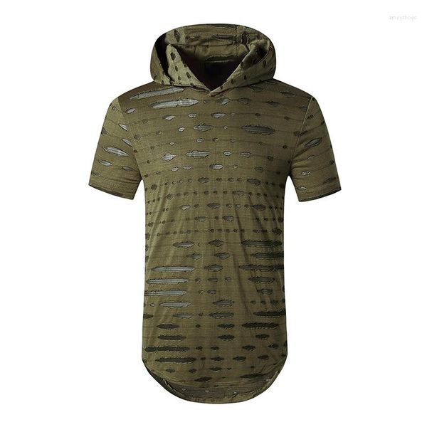 Мужские футболки армия зеленая винтажная рубашка Men Men 2023 бренд футболки с капюшоном с коротким рукавом.