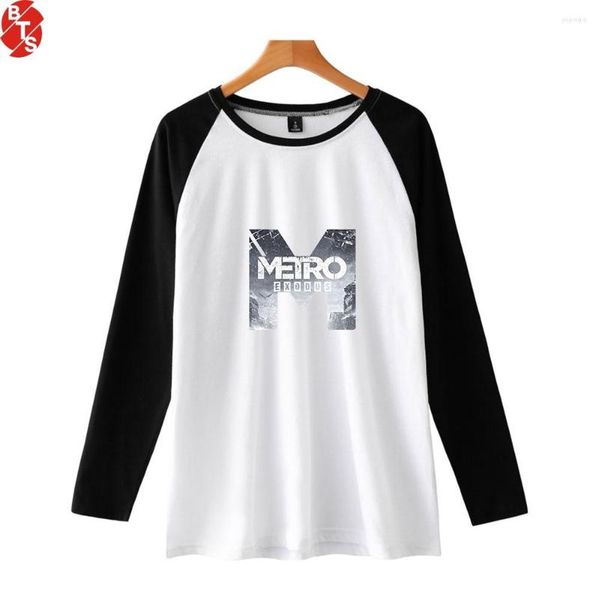 Camisetas masculinas Metro Exodus Moda Estampadas Raglan T-shirts Mulheres/Homens Manga Longa Camisetas Casuais 2023 Trendy Streetwear
