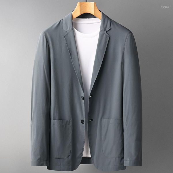 Ternos masculinos 2023 alta qualidade moda verão lazer terno gelo seda proteção solar ultrafino top negócios único casaco oeste