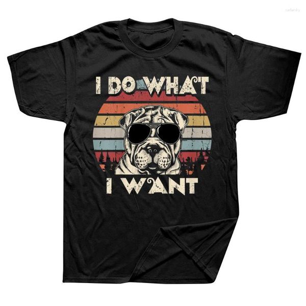 T-shirt da uomo Faccio quello che voglio Divertente Shar Pei Vintage Retro Graphic Cotton Streetwear Manica corta Regali di compleanno T-shirt da uomo