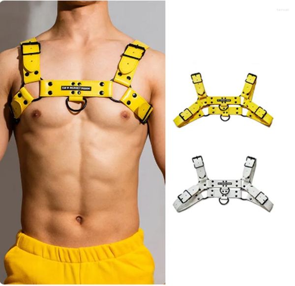 Cinta de peito para uso de palco para roupas masculinas de pole dance adulto boate bar Gogo Dancer jazz dancewear homem musculoso festa rave roupa