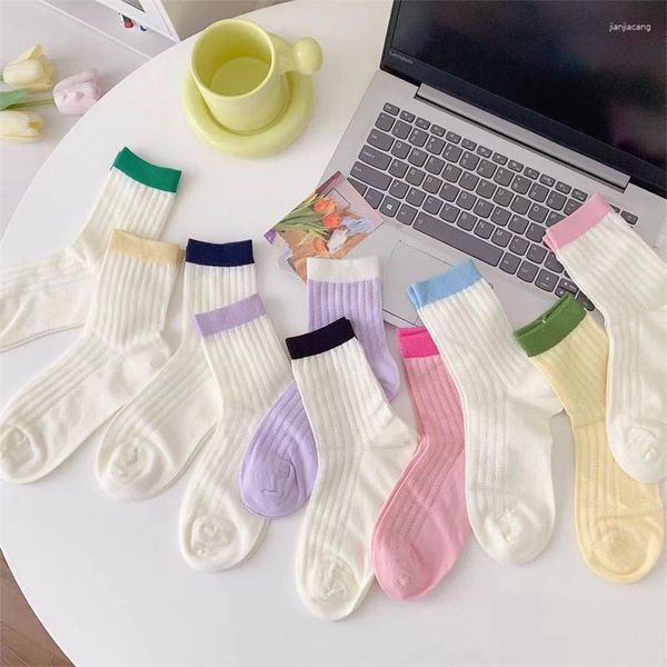 Frauen Socken 2023 Bunte Für Net Promi Ins Trend Lange Socken Korea Stil Casual Vielseitig Atmungsaktive Mid-Rohr