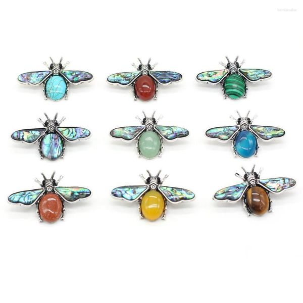 Подвесные ожерелья натуральная раковина abalone intemplone rose Quartz Agate Opal Bee сплав сплав для ювелирных украшений