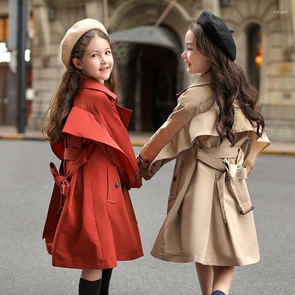 Ceket moda kız bebek erkek trench ceket toddler gençler rüzgarlık ceket haki kırmızı uzun bahar sonbahar çocuk toz kıyafetleri 3-12y