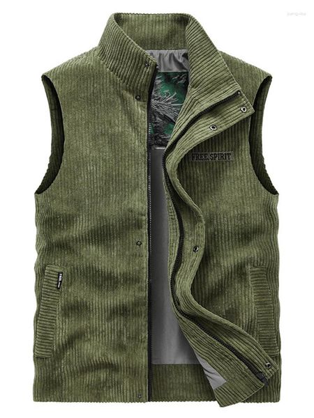 Coletes masculinos 2023 primavera outono masculino casual cor sólida colarinho colete jaqueta slim fit agasalhos colete militar