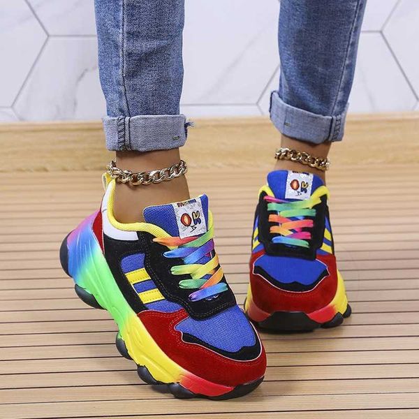 Scarpe eleganti Sneakers da donna 2023 Estate New Outdoor Tnis Feminino Colorful Casual Comfort Lace Up Scarpe da corsa Scarpe vulcanizzate da donna J230806