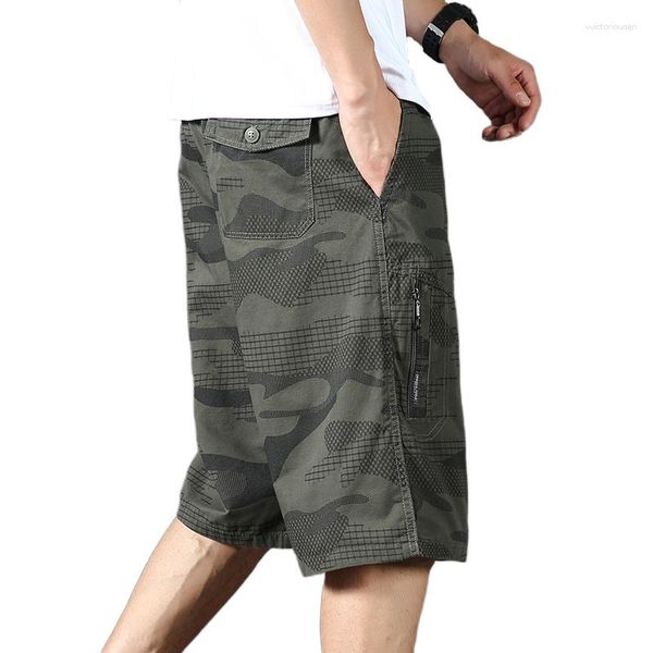 Shorts Masculino Chegada Camuflado Calças de Seis Pontos Roupas de Trabalho de Verão Finas Praia de Sete Pontos Casual Algodão Grande Plus Size L-6XL