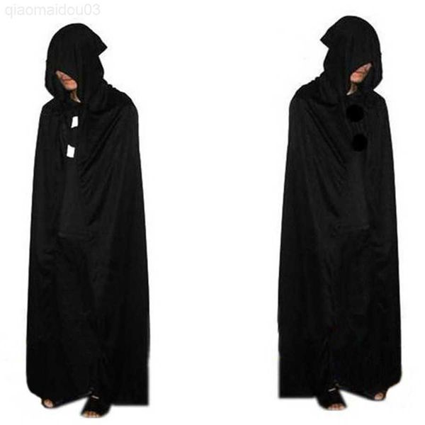 Traje Tema Adulto Halloween Vampire Comes Mulheres Homens Manto com Capuz Gótico Manto Wicca Bruxaria Medieval Larp Cape Scary Comes L230804