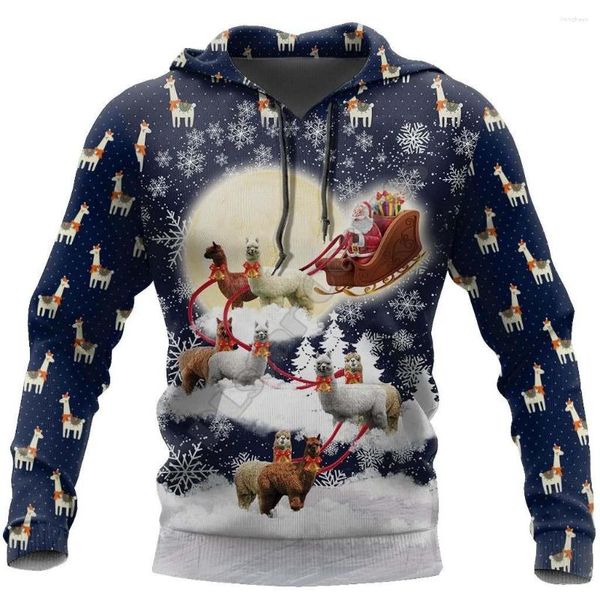 Erkek Hoodies Alpaca Sleigh, Santa 3d Baskılı Kadınlar Erkek Noel Süvarisi Komik Hoodies/Sweatshirt/Ceket Cosplay Kostümleri