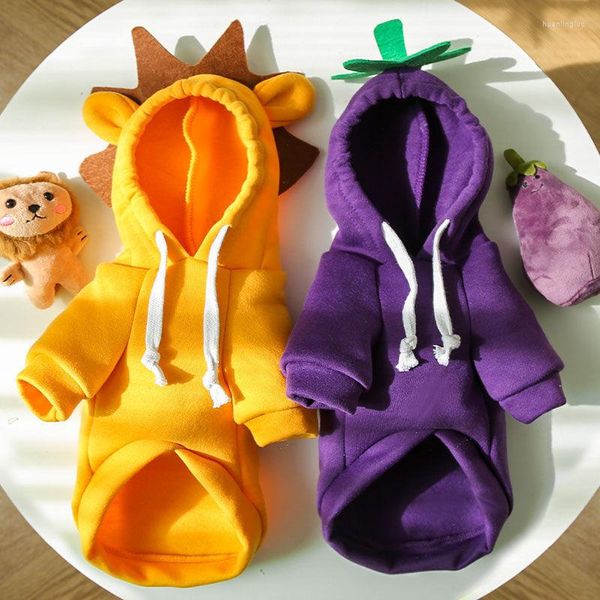 Abbigliamento per cani Melanzana Leone Felpa con cappuccio Abbigliamento Cartoni animati Cani di piccola taglia Abbigliamento Abiti per animali Carino Primavera Autunno Yorkies Purple Boy Ropa Para Perro