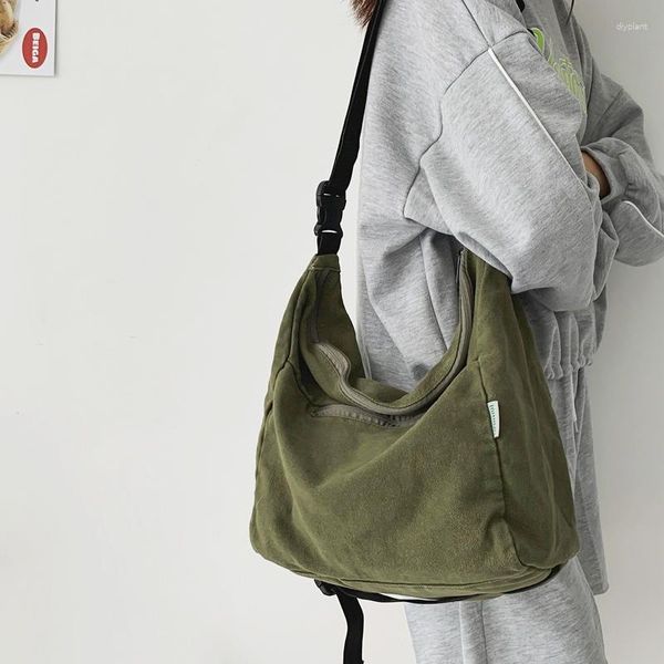 Bolsas de noite grande capacidade feminina lona têxtil Hobo bolsa de ombro desleixada 2023 estudante estética Y2K grunge livro escolar bolsa lateral para laptop