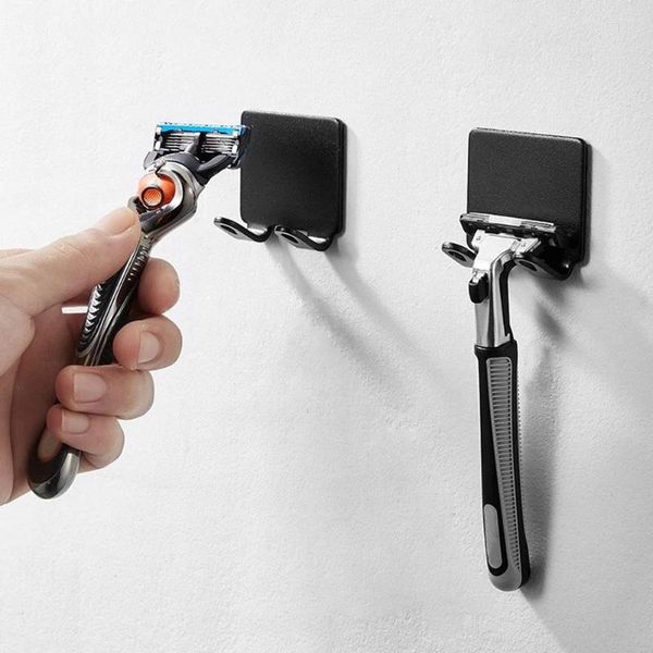 Ganchos Punch-free Razor Holder Storage Hook Wall Men Shaving Shaver Shelf Punch Free Rack Acessórios de banheiro Organização