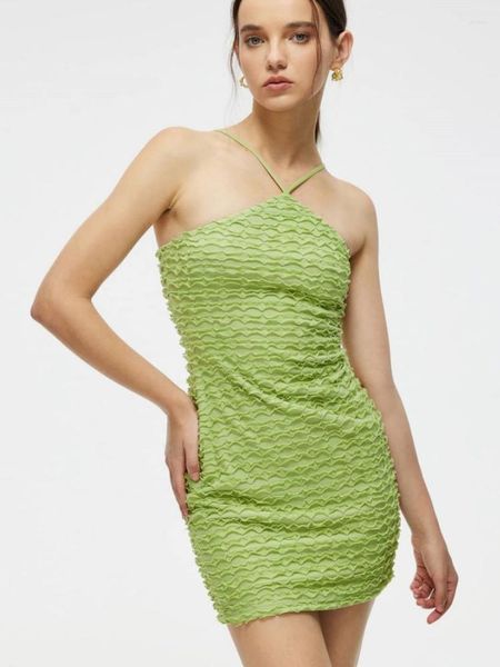 Повседневные платья Kozoca Summer Dress Beach Slim Fit Green Mini для женского клуба Сексуальная слинг -шейка