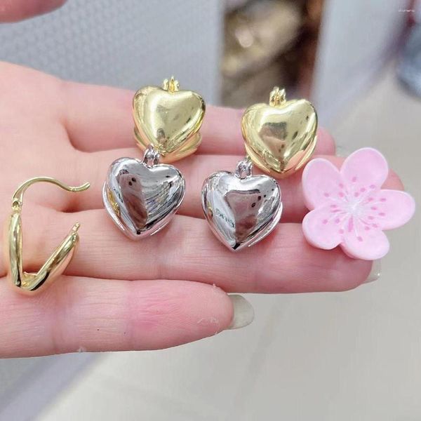 Creolen 5 Paar 2023 Gold/Silber Farbe Metall herzförmig koreanischer Modeschmuck Party Damen süße Accessoires Ohrring