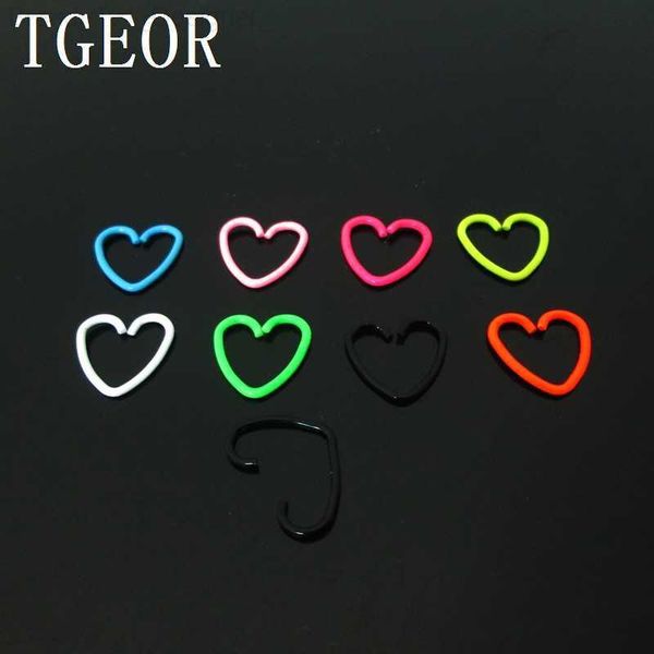 Nasenringe Ohrstecker Kostenloser Versand Großhandel 20G Stück Ohr Helix Knorpel Septum Ring Edelstahl Neonfarben Herzform Piercing Nasenring L230806