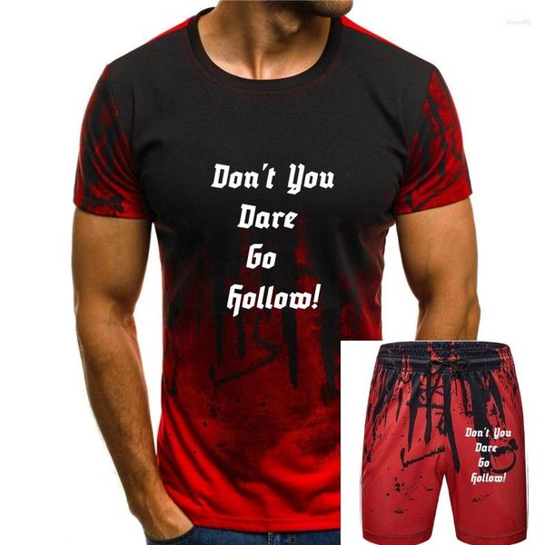 Herren-Trainingsanzüge Dark Souls – Don't You Dare Go Hollow! T-Shirt mit Aufdruck, kurzärmelig, Übergröße, 3XL, einzigartiger Sunlight-Comic-Trend