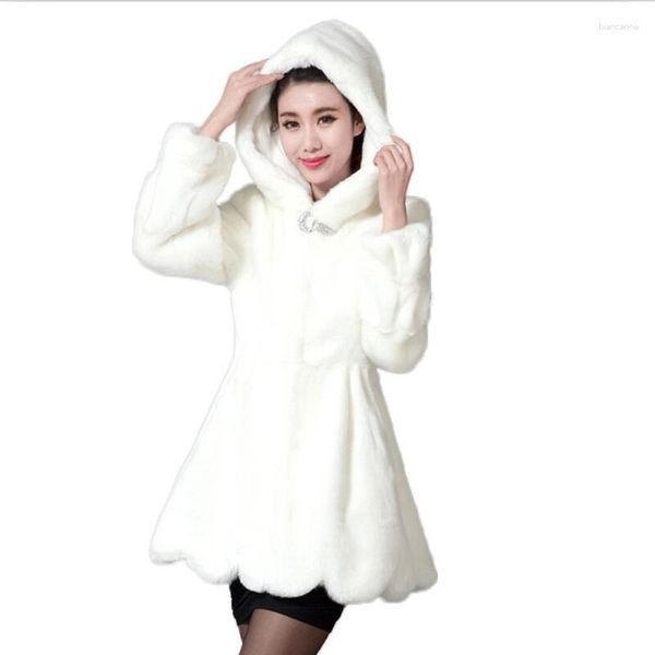 Cappotto da donna in pelliccia sintetica da donna inverno 2023 giacca lunga sottile spessa calda Pakras giacche da donna nero bianco