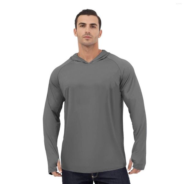 Felpe con cappuccio da uomo in seta di ghiaccio per uomo tinta unita pullover oversize a maniche lunghe felpa con cappuccio protezione solare autunno abbigliamento casual top