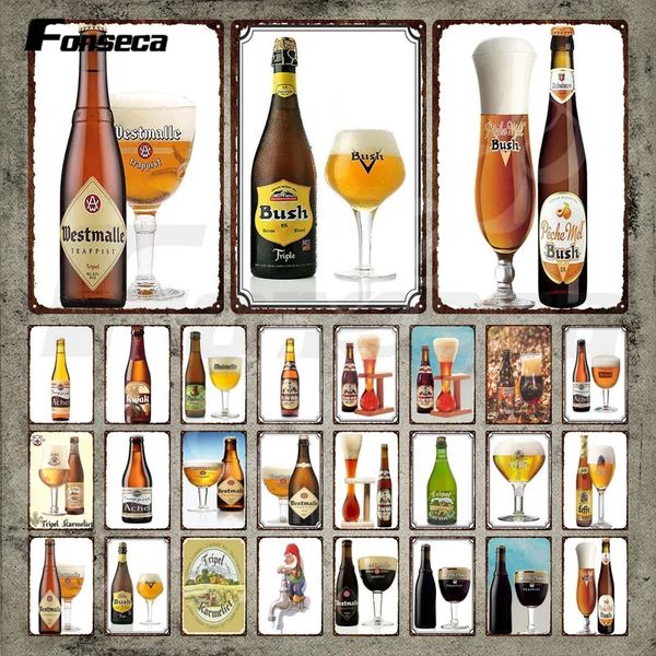 Birra Personalizzata Targa in Metallo Marchio di Birra Americana Vintage Targa in Metallo Famoso Vino Birra Retro Targa in Metallo Adesivi murali Bar Pub Home Club Man Cave Decor 30X20CM w01