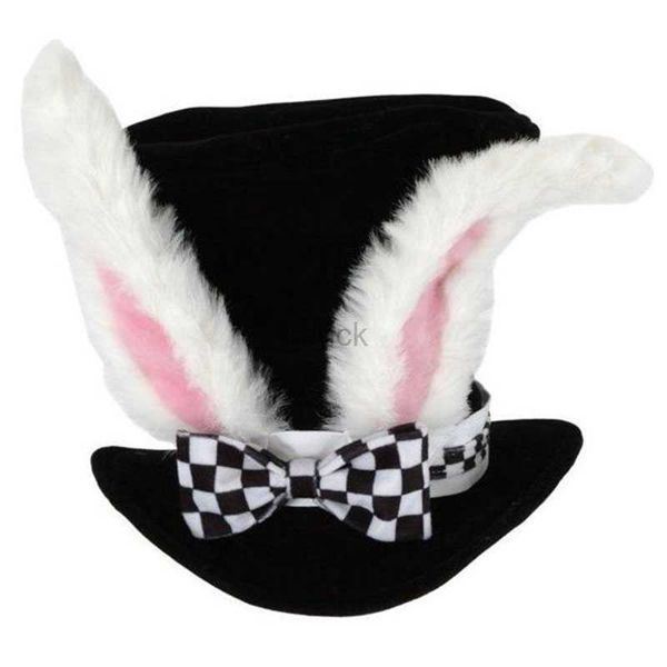 Partyhüte Ostertag Weißes Kaninchen Zylinder Alice Wunderland Cosplay Hase Bowler Männer Frauen März Hase Kostüm Zubehör Topper mit Ohren HKD230807