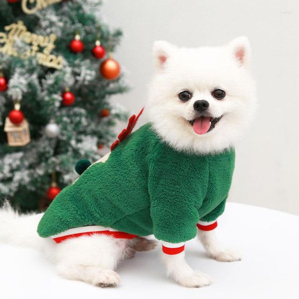 Abbigliamento per cani Pet Cat Two Legs Warm Velvet Deer Face Vestiti in stile natalizio Teddy Bichon Barboncino Forniture autunnali e invernali