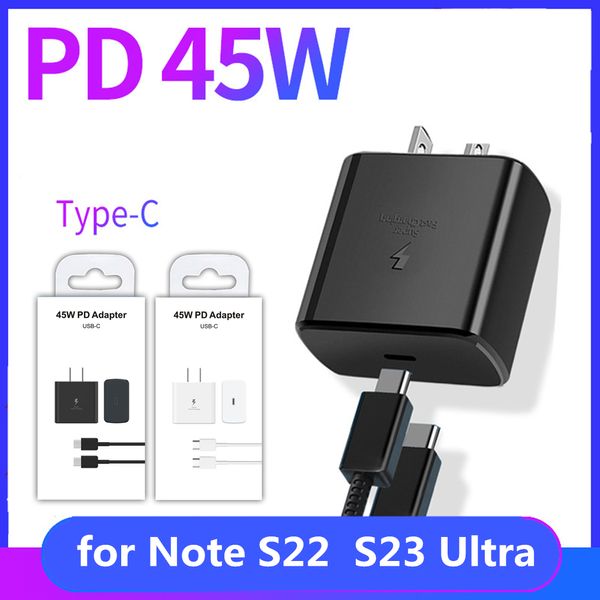 Caricabatterie da viaggio con adattatore PD da 45 W Carica super veloce US AU UK Cavo adattatore per testina di ricarica rapida Set caricabatterie USB-C per Samsung S23 Note Xiaomi Huawei OEM