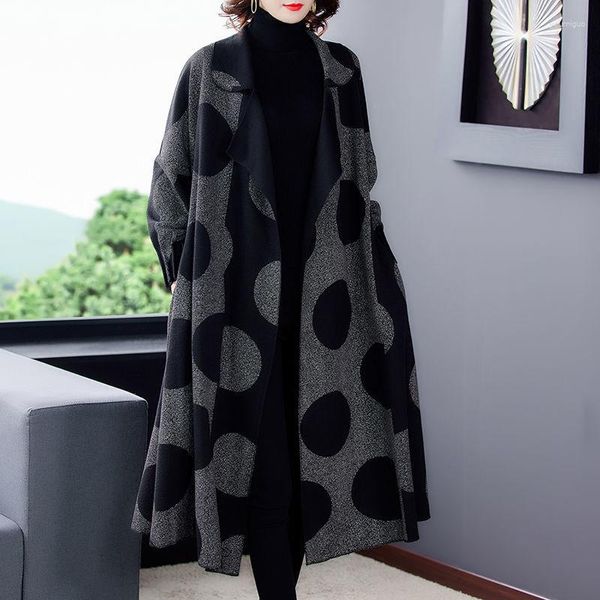 Женские траншевые пальто точка принт 2023 Корейское пальто для женщин.