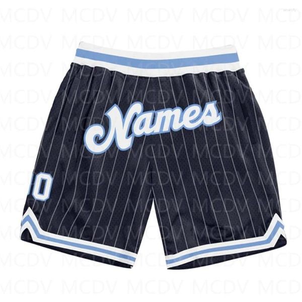 Мужские шорты нестандартные темно-синие белые полоски белого света синий подлинный баскетбол 3D по всему печатному пляжу быстрого сушки