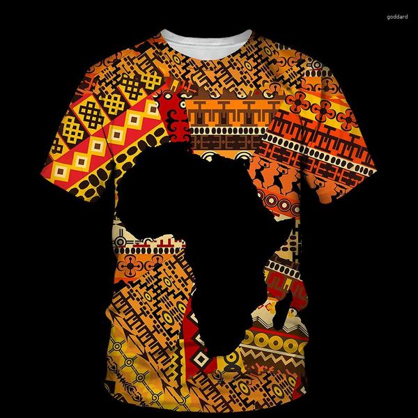 Magliette da uomo Moda estiva Economia Maniche corte Patchwork folk africano Stampa 3D Abbigliamento da strada Personalizzato