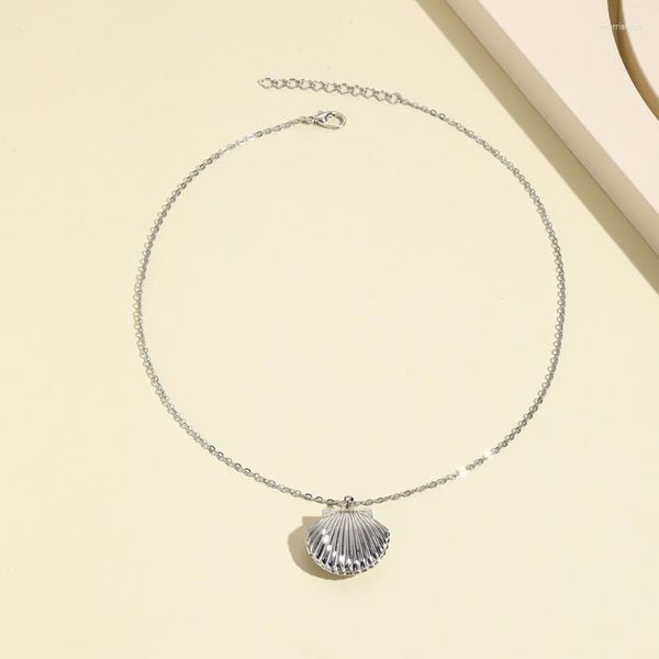 Colares com Pingente Conchas do Mar Colar de Medalhão DIY Po Neck Chain Fashion Neckwear Beautiful Women Jewelry Gift For Girls Lady