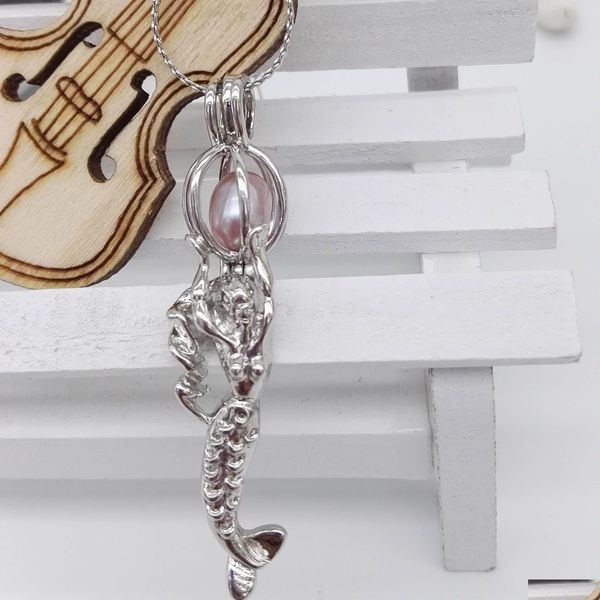 Collane con ciondolo New Mermaid Pearl Cage Apertura in rame Perle Gabbie Locket Charms Collana con ciondoli per le donne Gioielli di moda Drop De Dhiys