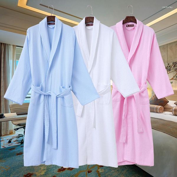 Damen Nachtwäsche Sommer Waffel Baumwolle Bademäntel Frauen Pijamas Robe Femme Brautjungfer Roben Sexysatin Kimono Super Weich