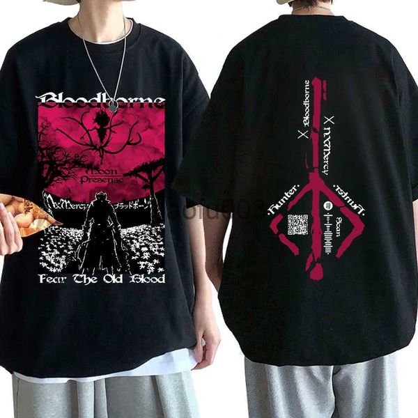 T-shirt da uomo Game Bloodborne T Shirt Horror Hunter Gothic T-shirt oversize Uomo Casual T-shirt a maniche corte in puro cotone Streetwear Unisex J230807