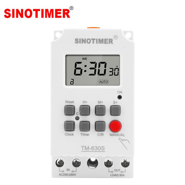 Timer AC 220V DC 12V Seconda impostazione Interruttore timer digitale 24 ore su 24 7 giorni Settimanale programmabile Relè tempo Uscita tensione Potenza carico elevato 30 A 230804