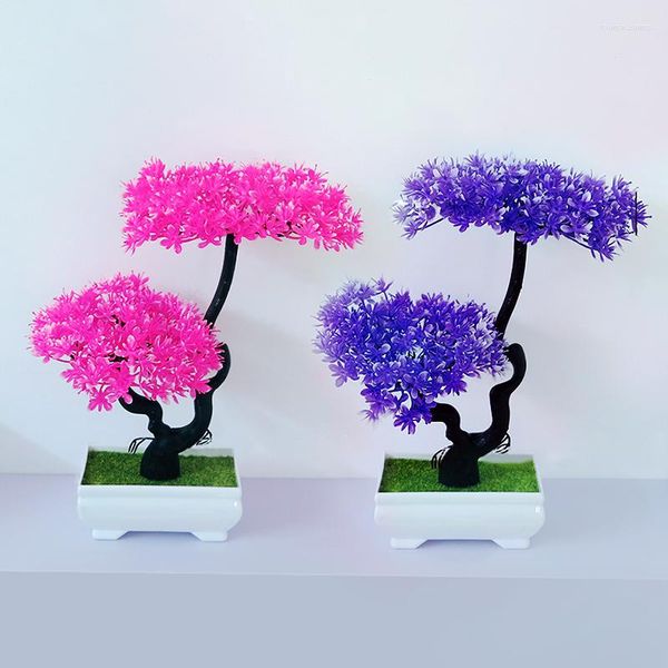Fiori decorativi Ornamenti per bonsai artificiali Simulazione Albero in vaso Piante in plastica Invasatura Home Office Desktop Paesaggio Decorazioni Po
