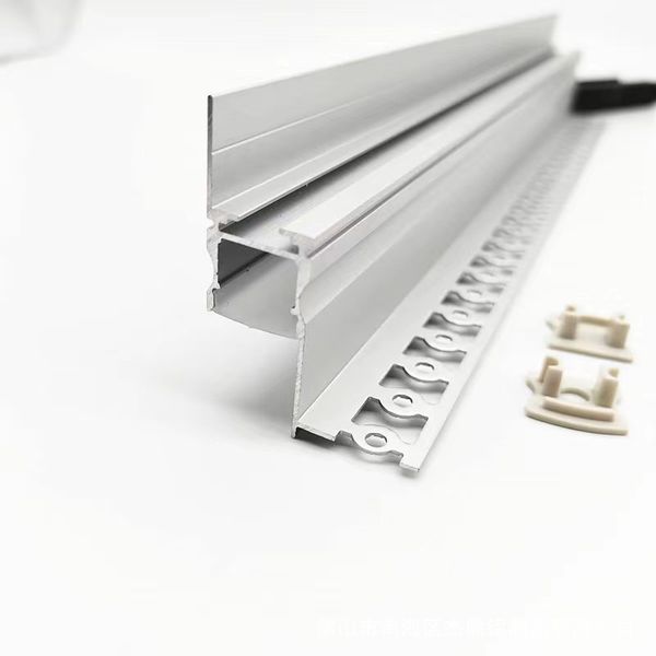 1,5 m/pçs Gesso em drywall LED Perfil de alumínio Placa de gesso Perfil de alumínio extrudado embutido com tampa de PC