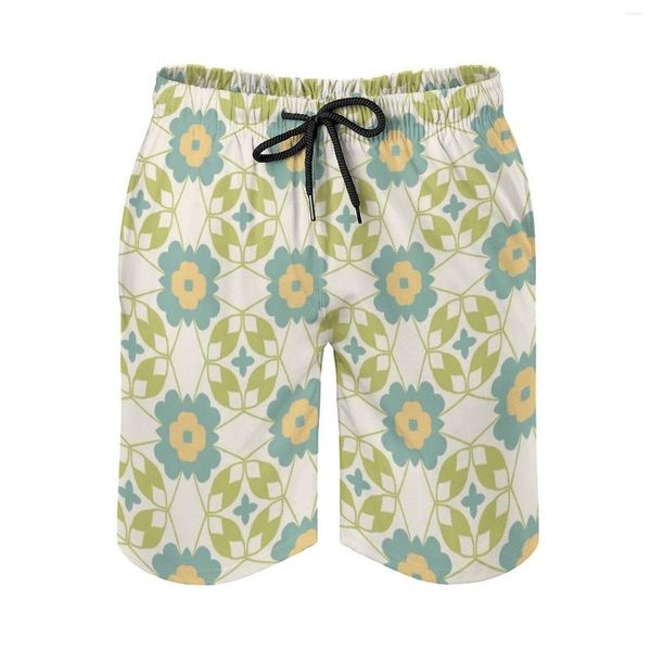 Shorts masculino padrão abstrato floral sem costura colorido repetição moda masculina moda praia prancha de secagem rápida moda praia vôlei