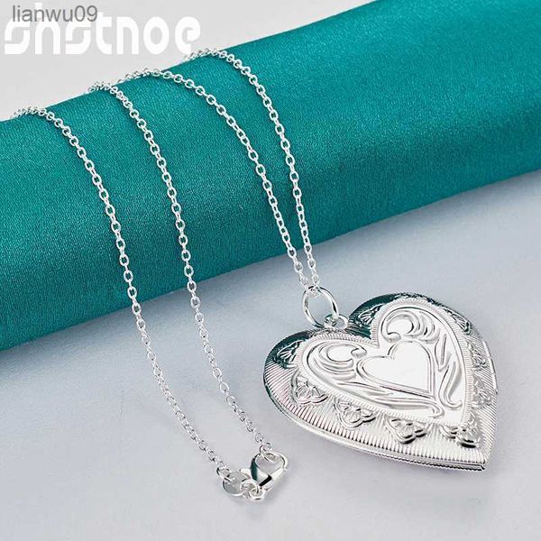 Catena da 1630 pollici Collana in argento sterling 925 con ciondolo a forma di cuore per le donne Festa di nozze Compleanno Gioielli con ciondoli originali L230704