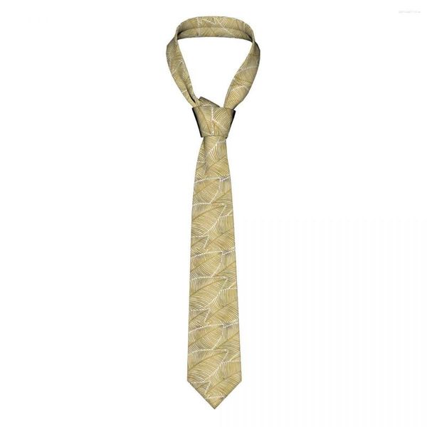 Fliegen Tropische Goldblätter Krawatte Männer Frauen Polyester 8 cm Palme Hawaiianische Exotische Krawatte Skinny Schmales Hemd Zubehör Gravatas
