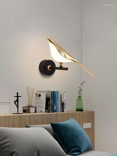 Duvar lambası İskandinav tarzı sanat LED Magpie Kuş Modeli Hafif İç Mekan Aydınlatma Evde Oturma Odası Başucu Sconce Dekor