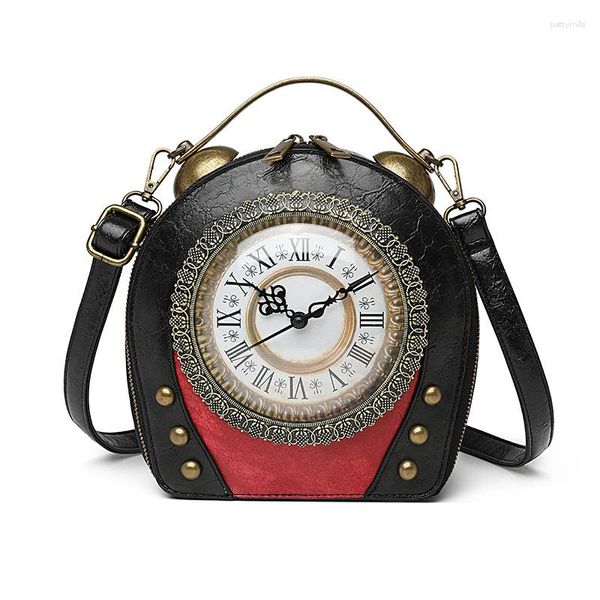 Borse da sera Borsa da donna a forma di orologio vintage Borsa da donna percorribile Novità squisita Borsa in PU dal design elegante di alta qualità Shiping gratuito