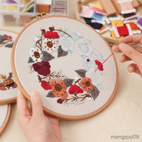 Китайские продукты DIY Цветочная вышивка с для начинающих кросс -стежков набор рукоятных рубок Швейная искусство