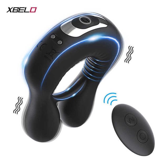 Massager Men Cock Rings Silicone Wireless Remote Penis Anello Eiaculazione Ritardo vibrante per adulti per