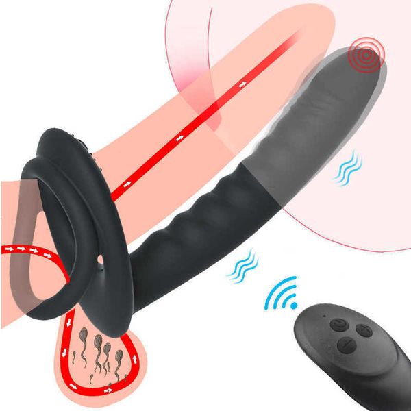 Vibratore a doppia penetrazione per coppie Strapon Strap-Dildo sul pene Donna Uomo