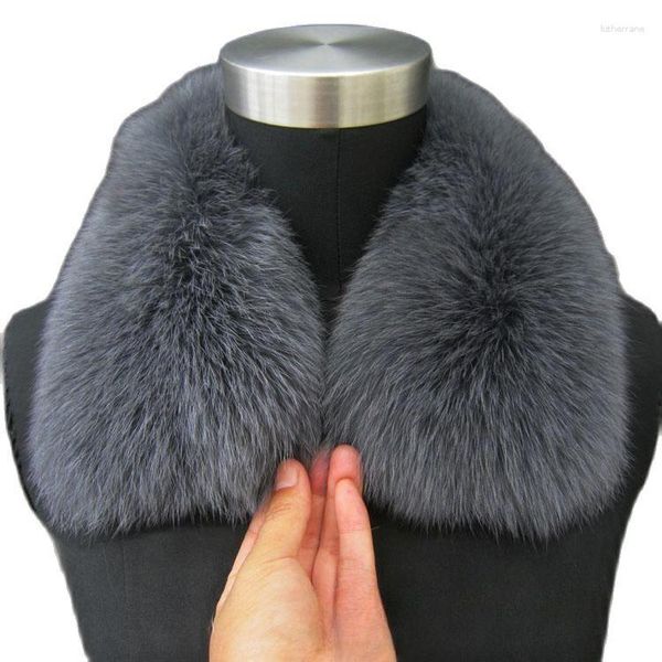 Sciarpe Collo in vera pelliccia Sciarpa Donna Uomo Super lusso Fluffy 55cm Scialle naturale Avvolgere Giacche invernali Cappuccio Trim strisce Nero