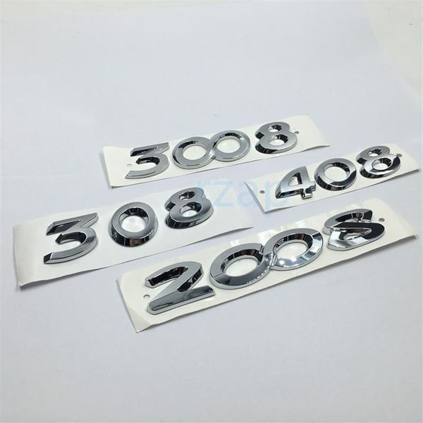 3D Chrom Silber Aufkleber für Peugeot 2008 3008 308 408 Buchstaben Abzeichen Emblem Logo Auto Kofferraum Aufkleber308E