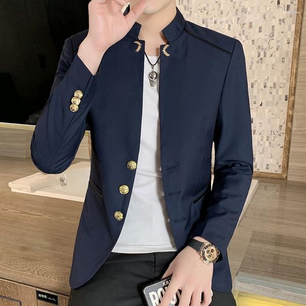 Abiti da uomo 2023 Moda uomo Colletto alla coreana Slim Fit Miscele cinesi di alta qualità Giacca da uomo / Cappotto blazer formale di tendenza casual