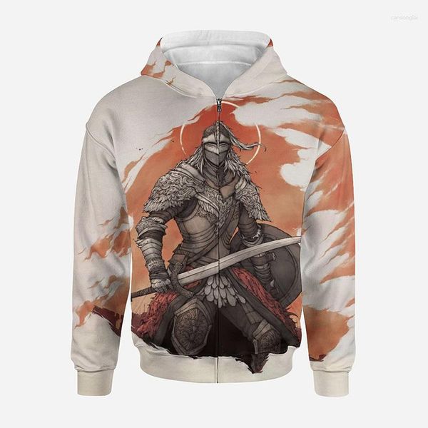 Erkek Hoodies Elden Yüzük Oyunu 3D Baskı Sonbahar Zip Up Hoodie Erkekler Kadın Çocuklar Moda Harajuku Tarzı Sıradan Ceket UNISEX SOOK SCATESTR